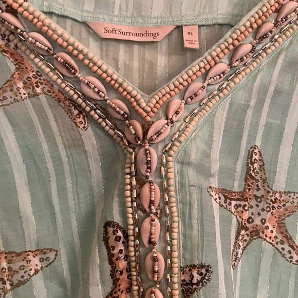 Soft Surroundings Stella Marina Beaded Shell and Starfish Blouse with camisole. - Picture 7 of 8